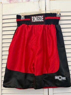 RINGSIDE Satin finished Men’s Athletic Boxing Shorts in Red and Black